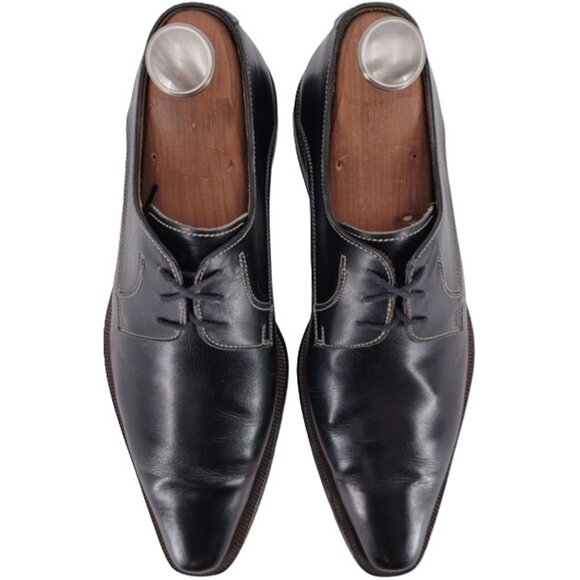 Vintage Italian McDowell Mens 9.5D /8.5UK Black Leather Dress Shoes Derby Oxford main image 5